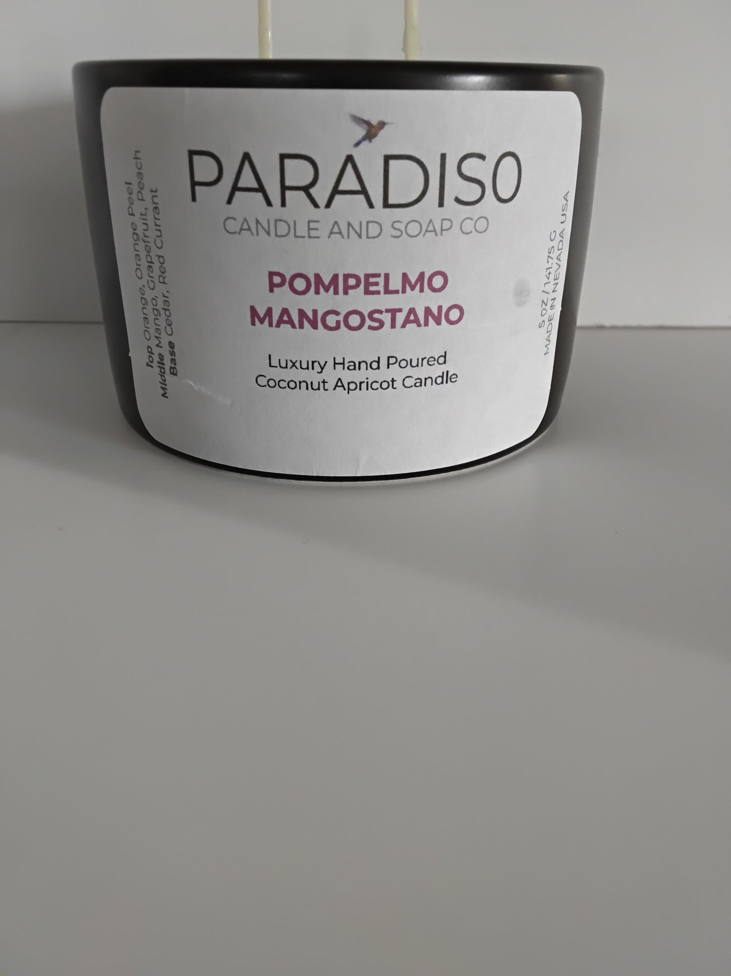 Pompelmo Mangostano Mini 5 oz Luxury 2-Wick Coconut Apricot Candle - Paradiso Candle And Soap Co