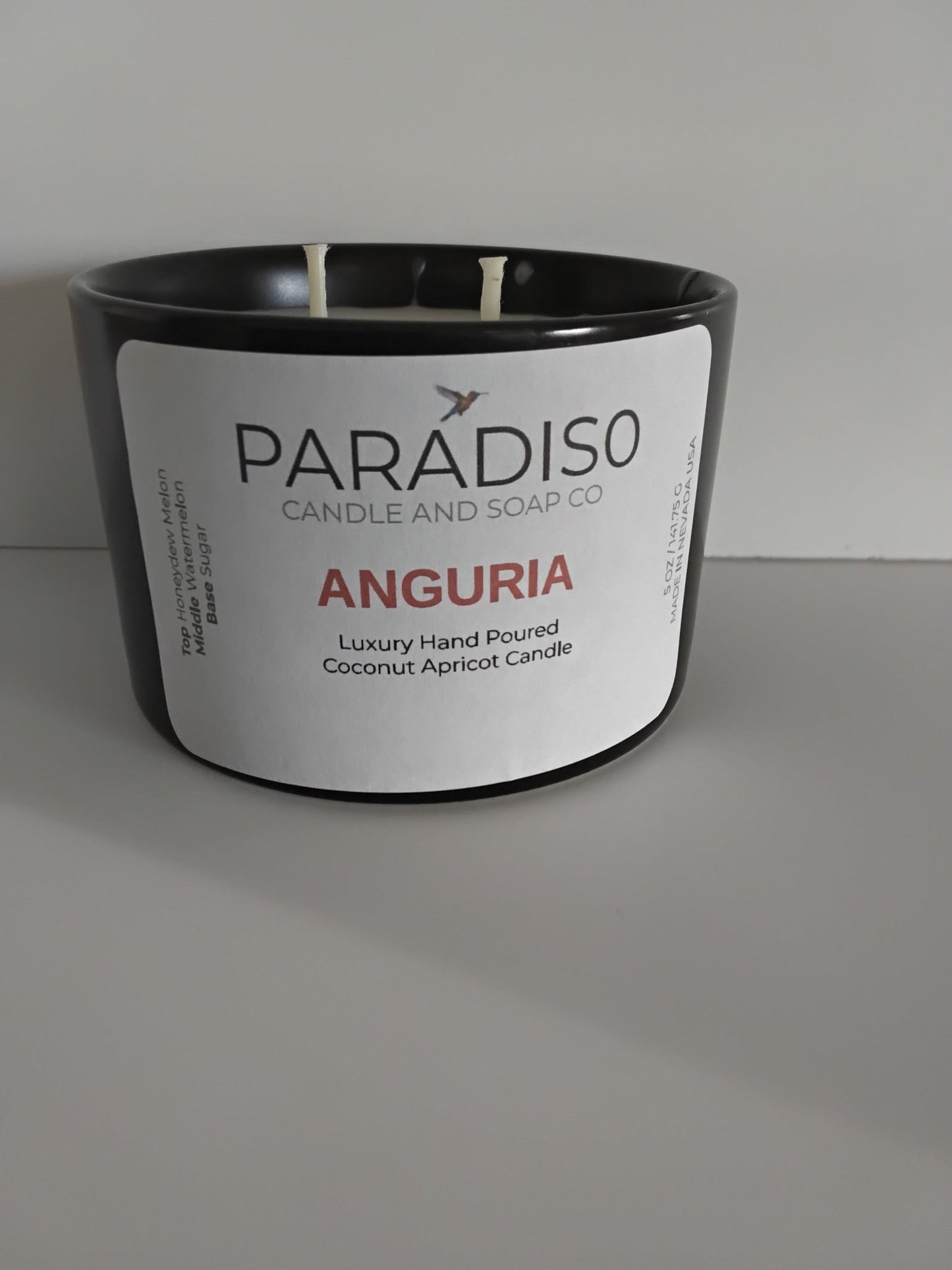 Anguria 12 oz Luxury 2-Wick Coconut Apricot Candle - Paradiso Candle And Soap Co