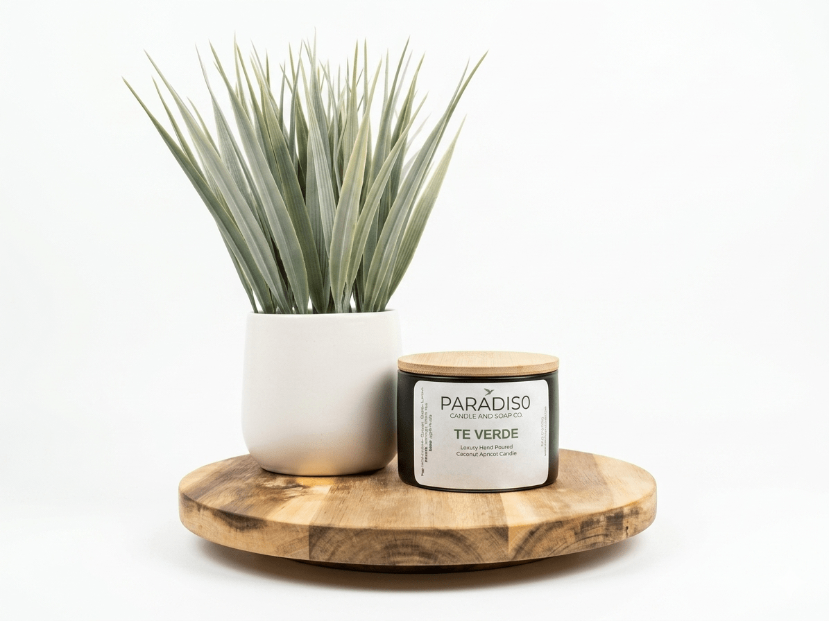 Tè Verde 5 oz mini Luxury Coconut Apricot Candle - Paradiso Candle And Soap Co