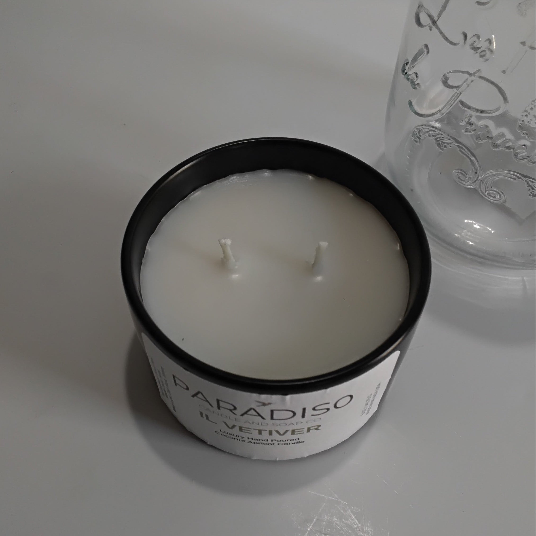 Vetiver Mini 5 oz Luxury 2-Wick Coconut Apricot Candle