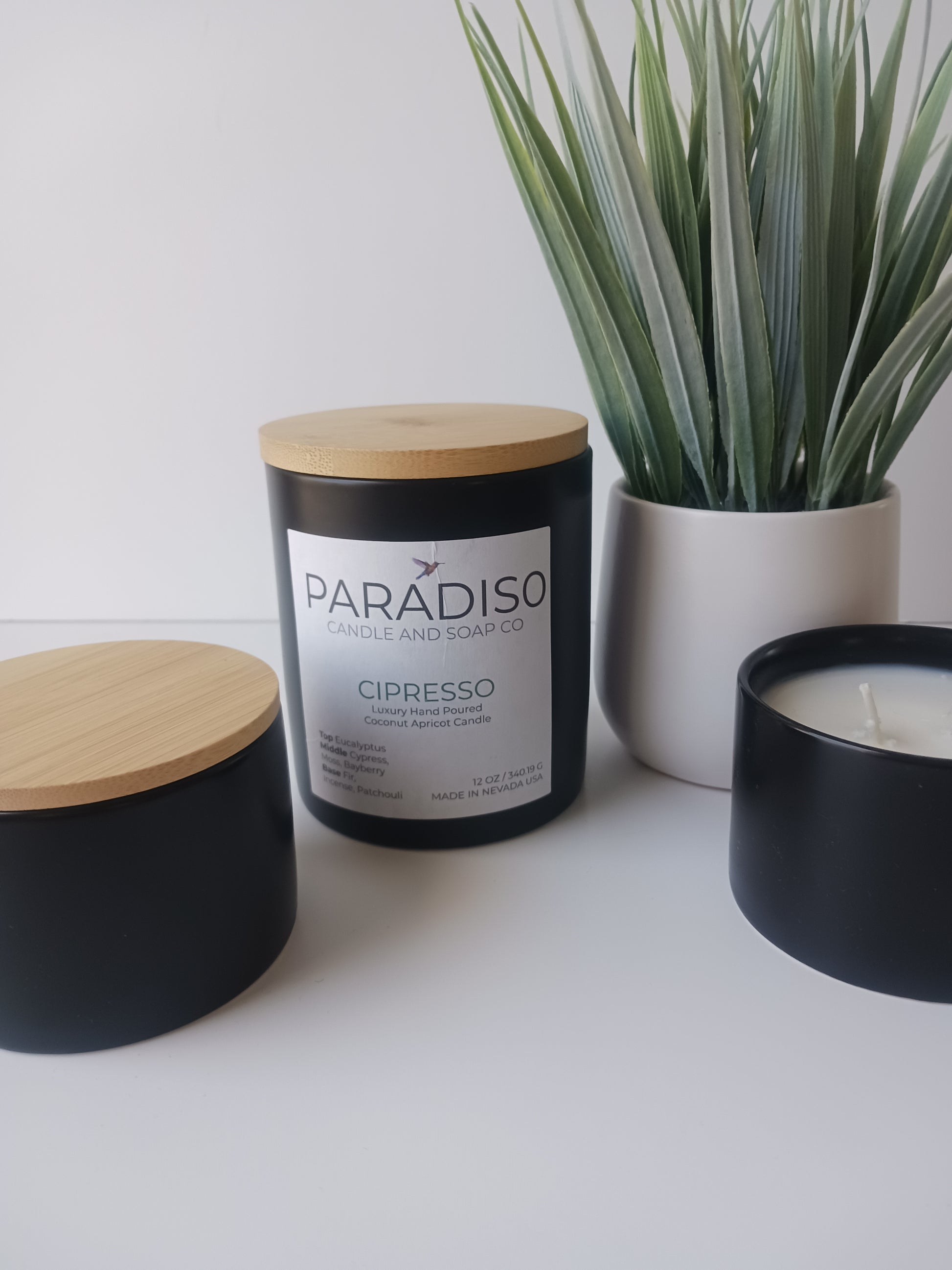 Candle Grouping with 12 oz Paradiso Cipresso Candle in center