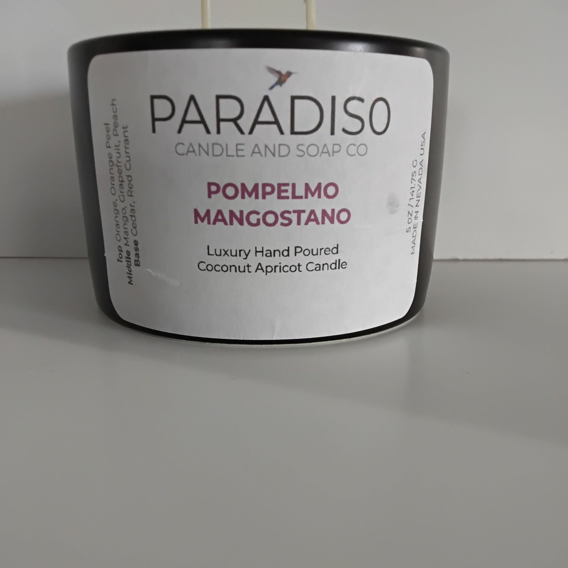 Pompelmo Mangostano Mini 5 oz Luxury 2-Wick Coconut Apricot Candle - Paradiso Candle And Soap Co