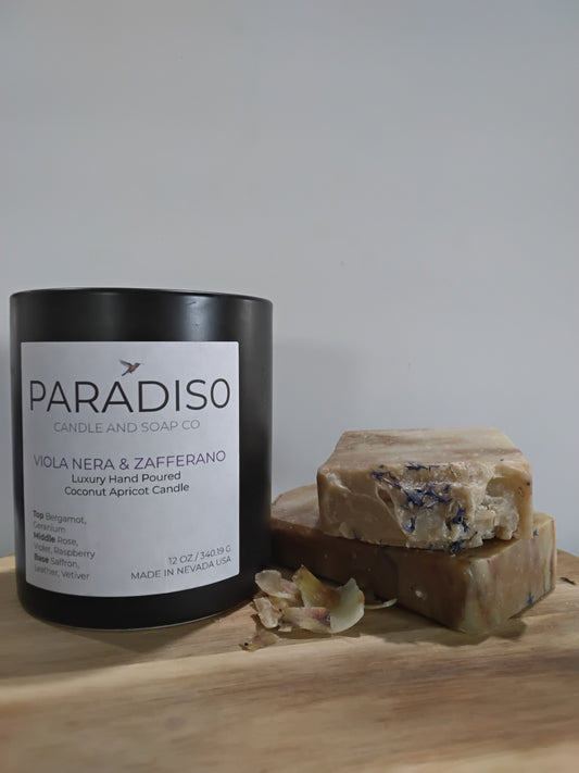 Spa Duo – Viola Nera & Zafferano (12 oz Candle + 6 oz Soap)