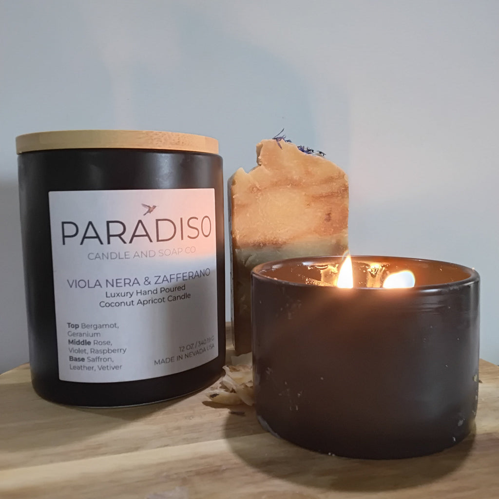 Paradiso double wick candle with matching soap 