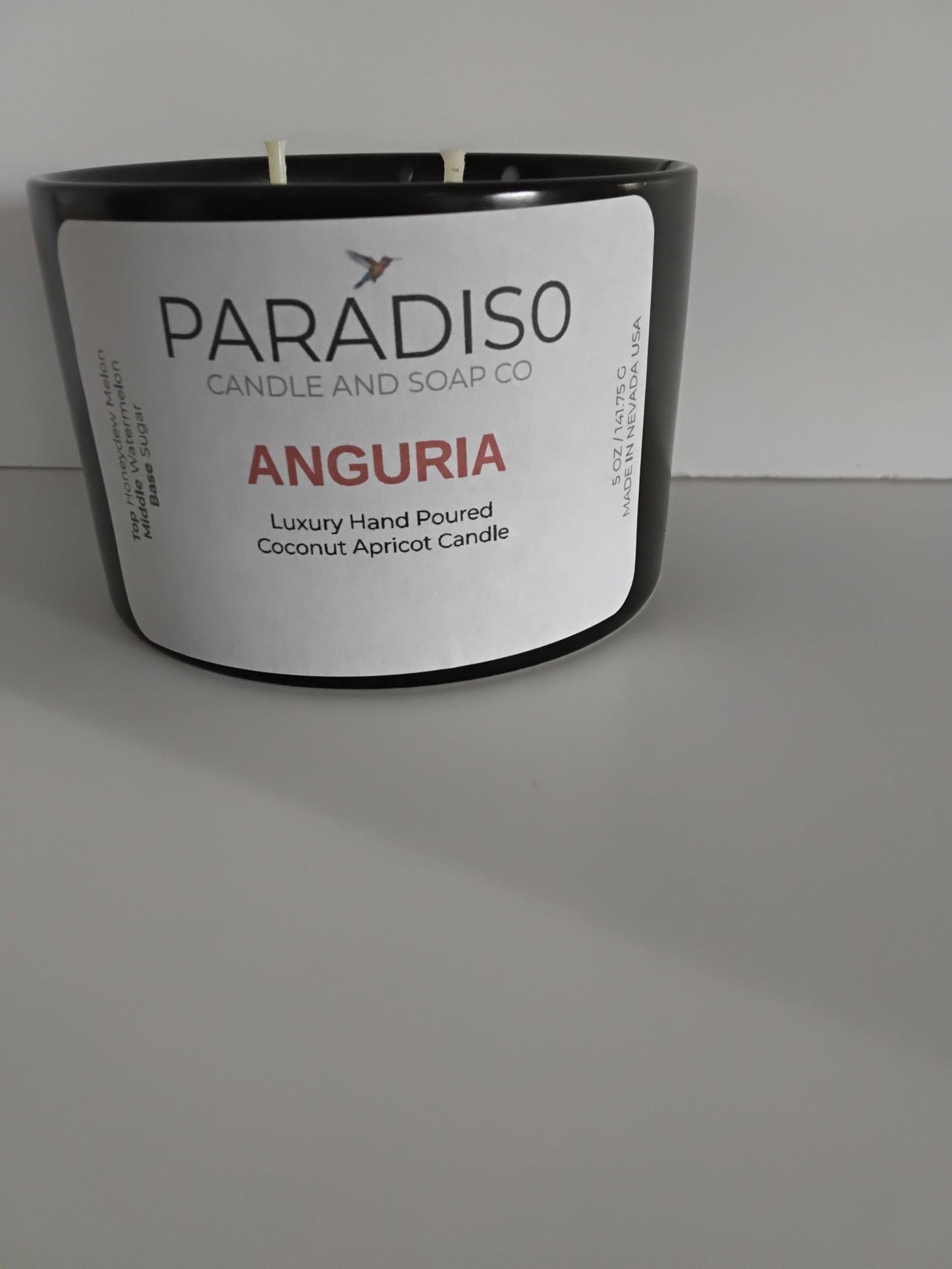 Anguria 12 oz Luxury 2-Wick Coconut Apricot Candle - Paradiso Candle And Soap Co