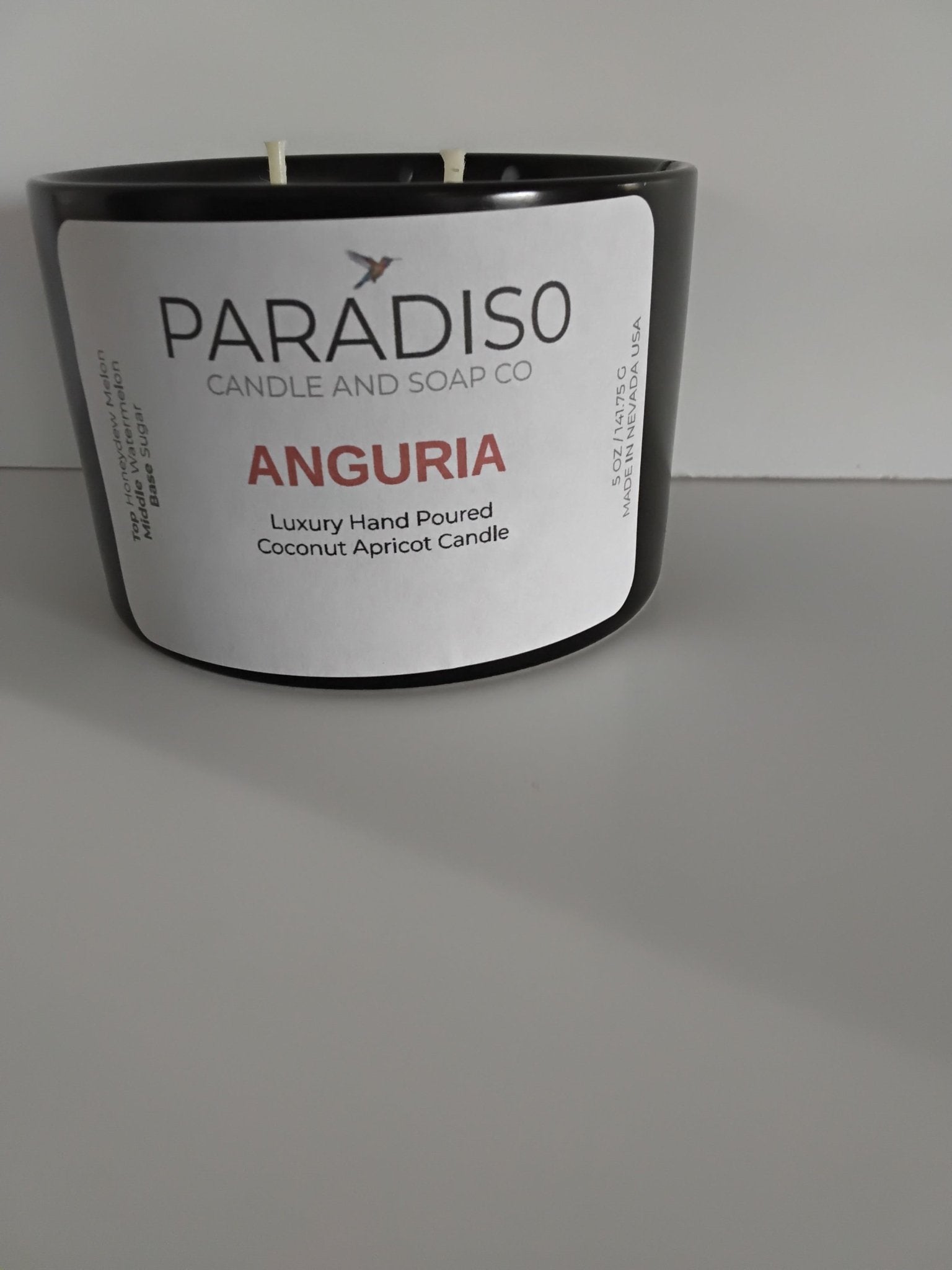 Anguria 12 oz Luxury 2-Wick Coconut Apricot Candle - Paradiso Candle And Soap Co