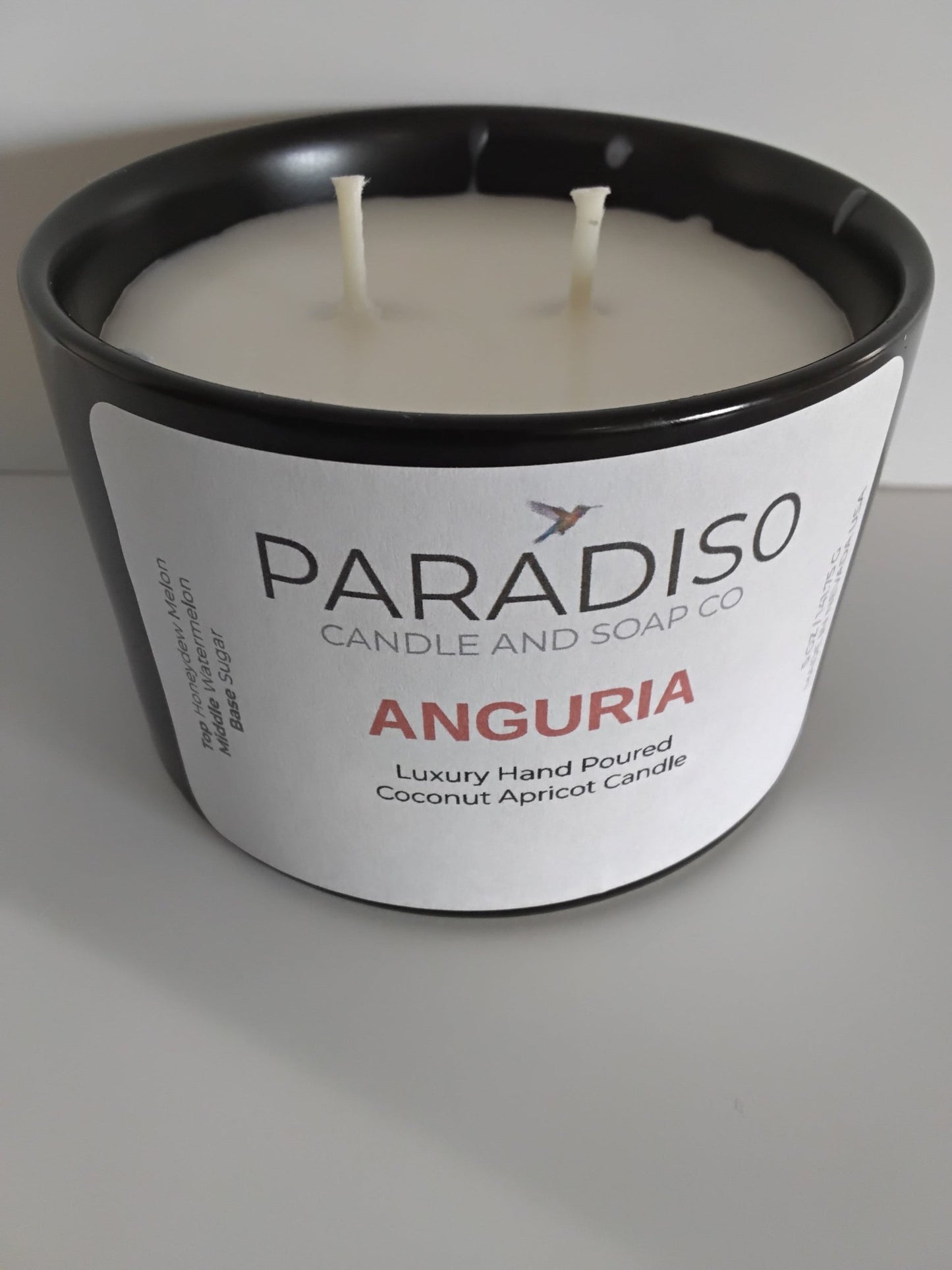 Anguria 12 oz Luxury 2-Wick Coconut Apricot Candle - Paradiso Candle And Soap Co