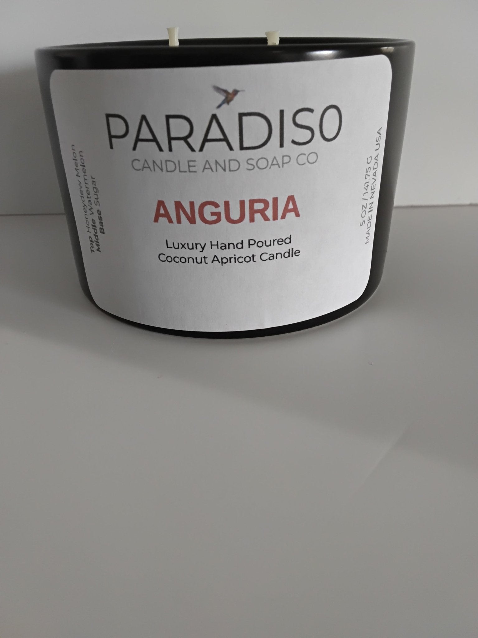 Anguria 12 oz Luxury 2-Wick Coconut Apricot Candle - Paradiso Candle And Soap Co