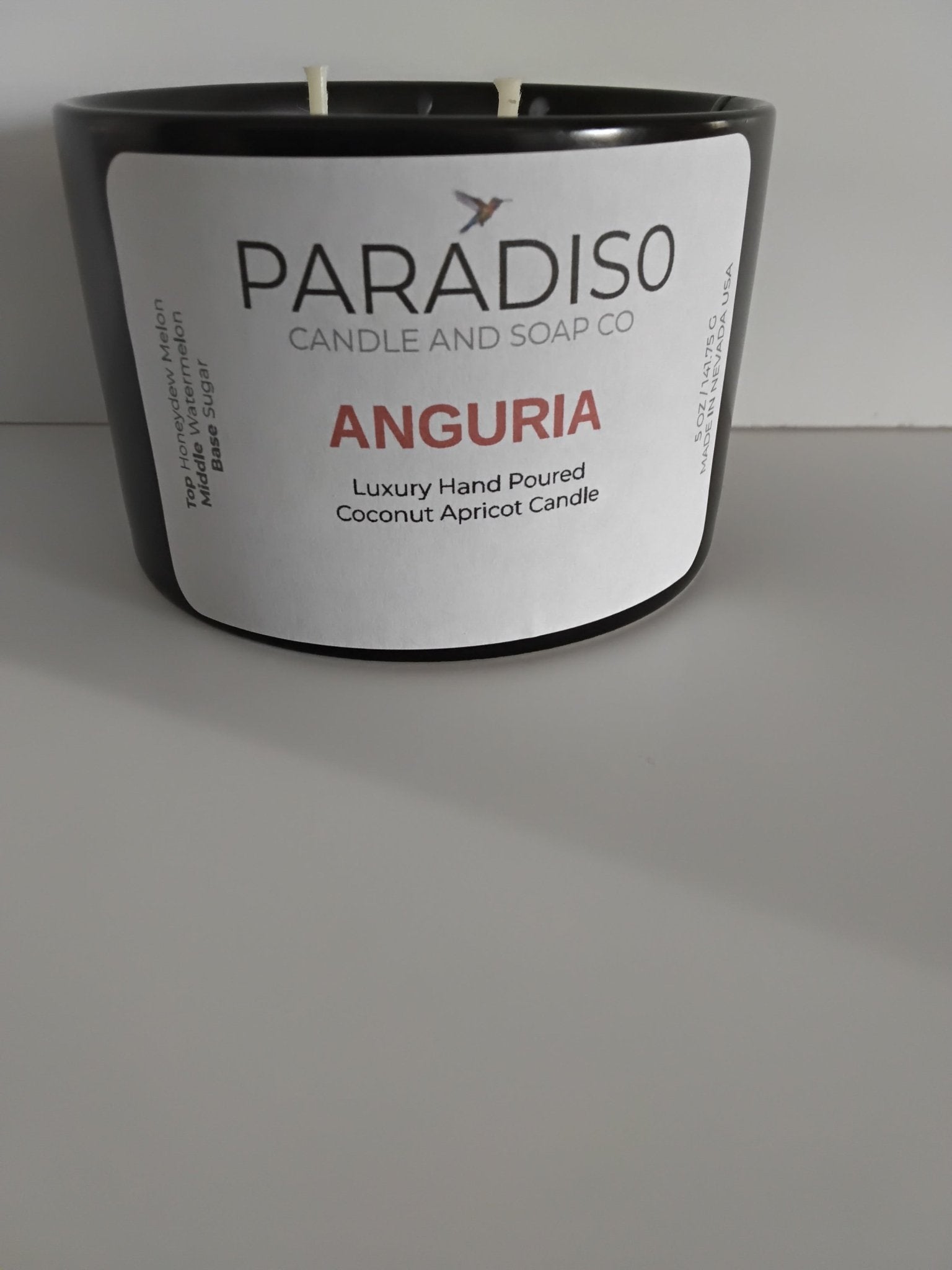 Anguria 12 oz Luxury 2-Wick Coconut Apricot Candle - Paradiso Candle And Soap Co