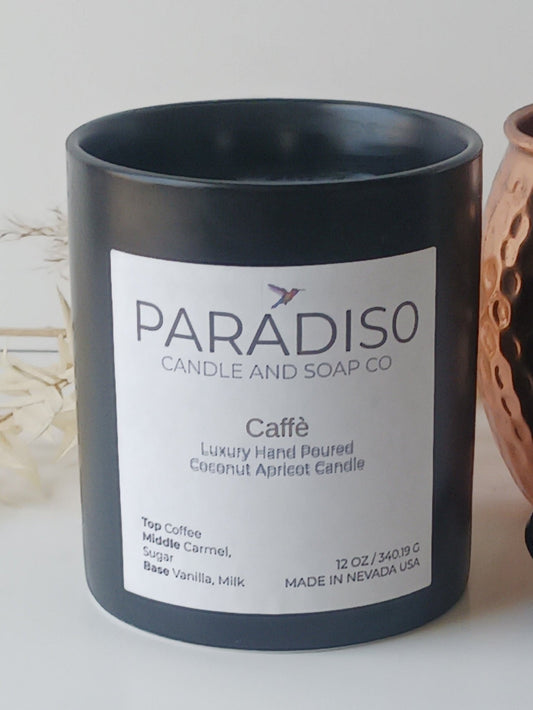 Caffè 12 oz Luxury 2-Wick Coconut Apricot Candle - Paradiso Candle And Soap Co