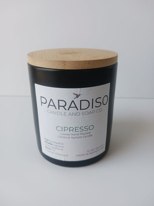 Cipresso 12 oz Luxury 2-Wick Coconut Apricot Candle - Paradiso Candle And Soap Co