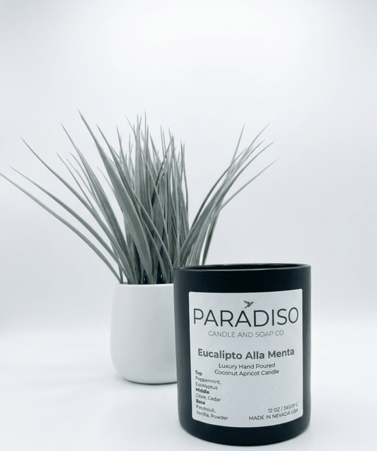 Eucalipto Alla Menta Mini 5 oz Luxury 2-Wick Coconut Apricot Candle - Paradiso Candle And Soap Co