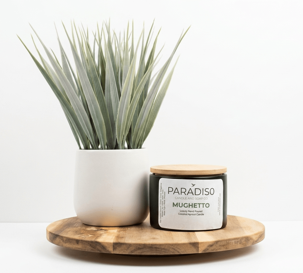 Mughetto 5 oz mini Luxury Coconut Apricot Candle - Paradiso Candle And Soap Co