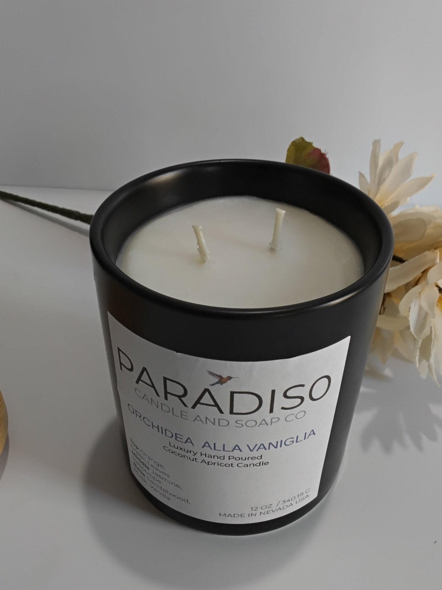 Orchidea Alla Vaniglia 12 oz Luxury 2-Wick Coconut Apricot Candle - Paradiso Candle And Soap Co