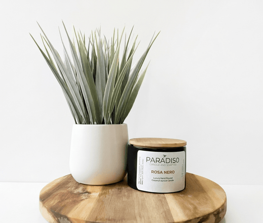 Rosa Nera Mini 5 oz Luxury 2-Wick Coconut Apricot Candle - Paradiso Candle And Soap Co