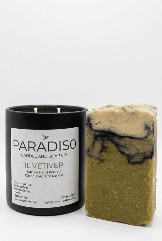 Spa Duo – Vetiver Coconut Apricot Candle and Soap - Paradiso Candle And Soap Co
